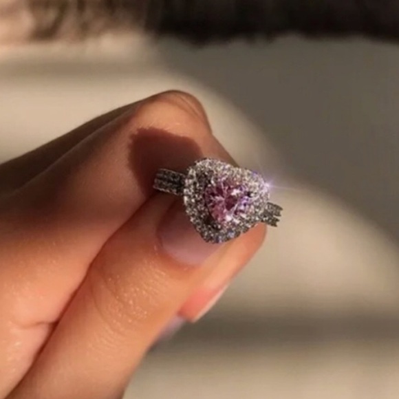 🆕 925 Pink Heart Sapphire Ring - Picture 1 of 15